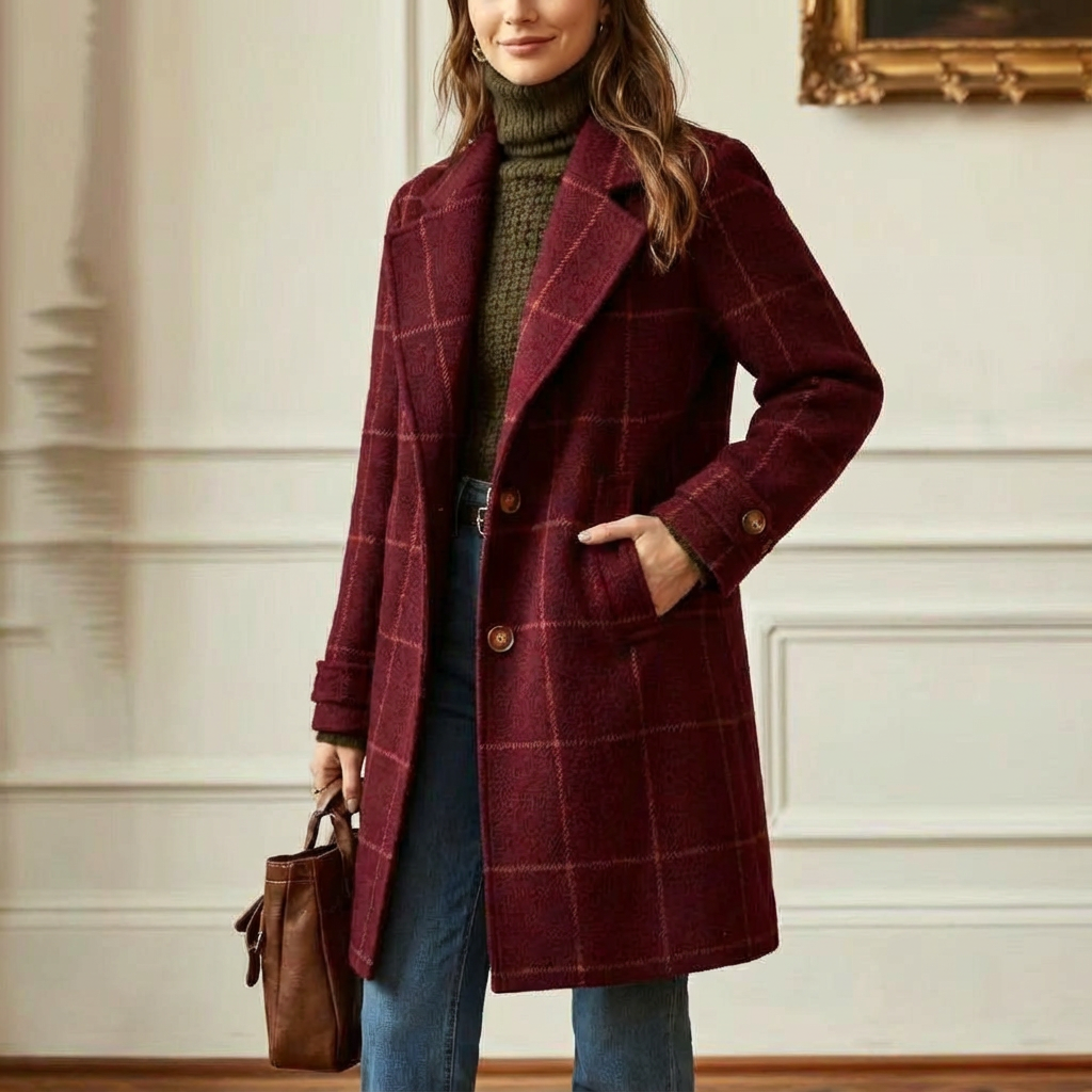 Amanda | Classy Wool Check Coat