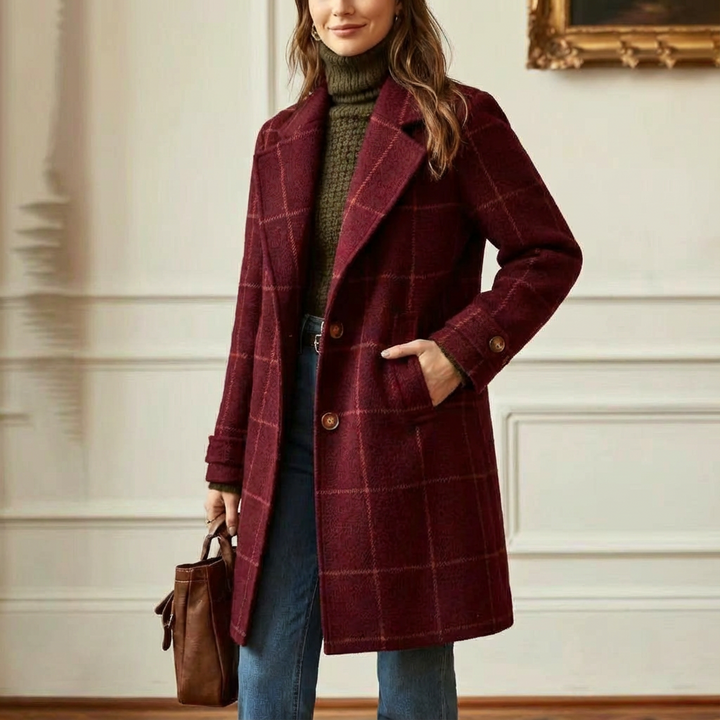 Amanda | Classy Wool Check Coat
