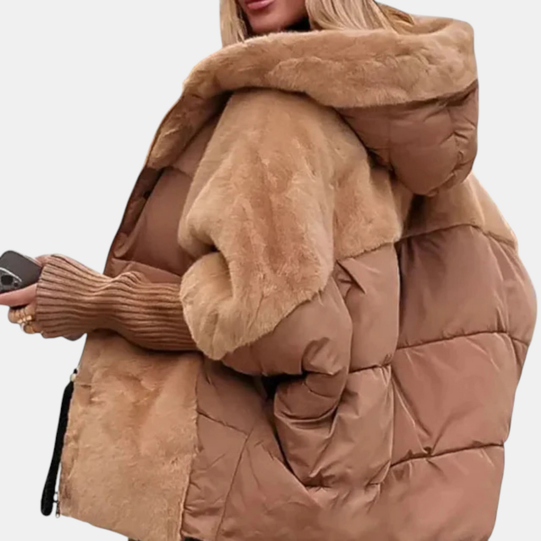 Penelope | Oversized Hooded Patchwork Puffer Jacket