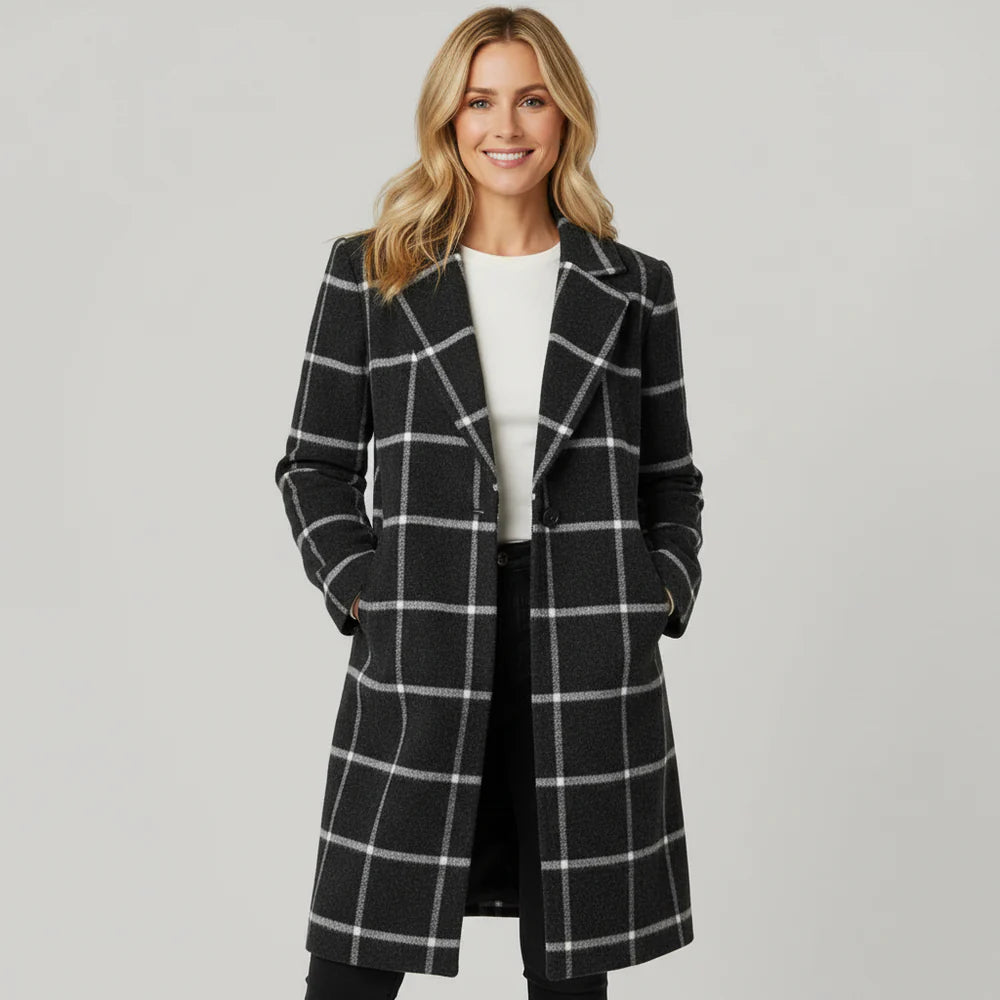Amanda | Classy Wool Check Coat