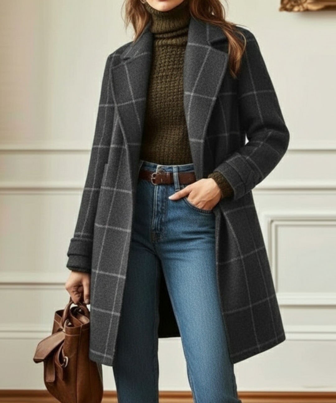 Amanda | Classy Wool Check Coat