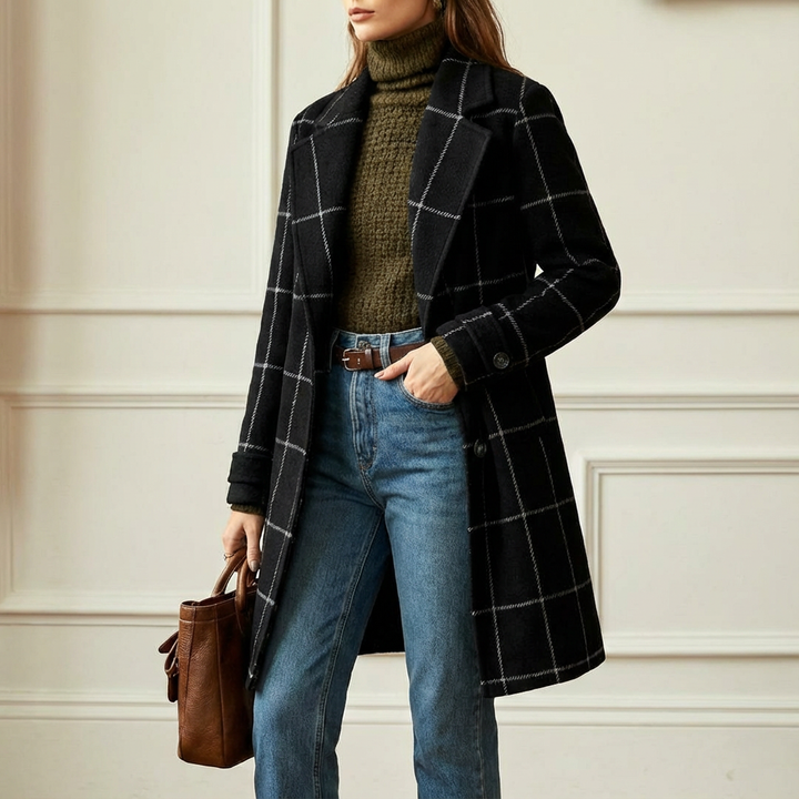 Amanda | Classy Wool Check Coat