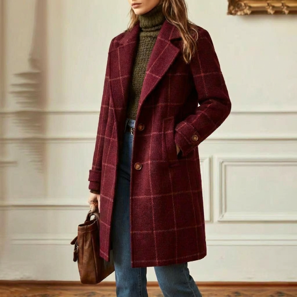 Amanda | Classy Wool Check Coat