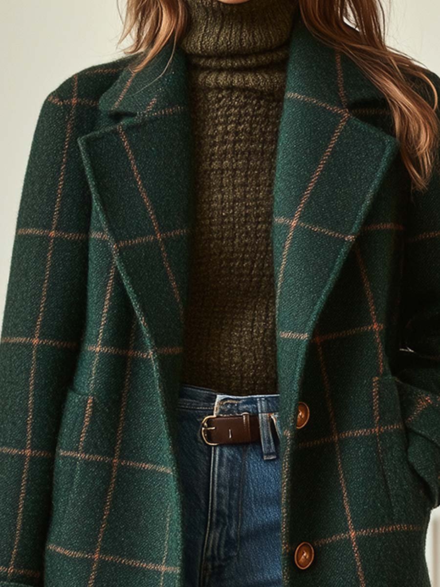 Amanda | Classy Wool Check Coat